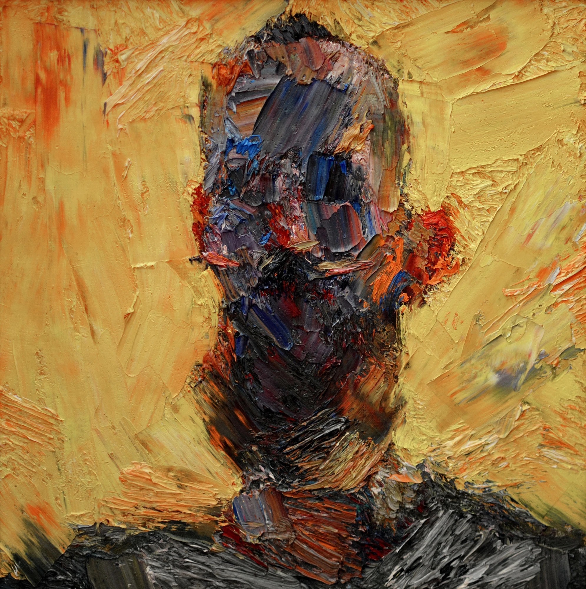 Victor Teslaru, Backlit Portrait of a Man, 2015, oil on canvas; male portrait study with backlit illumination.