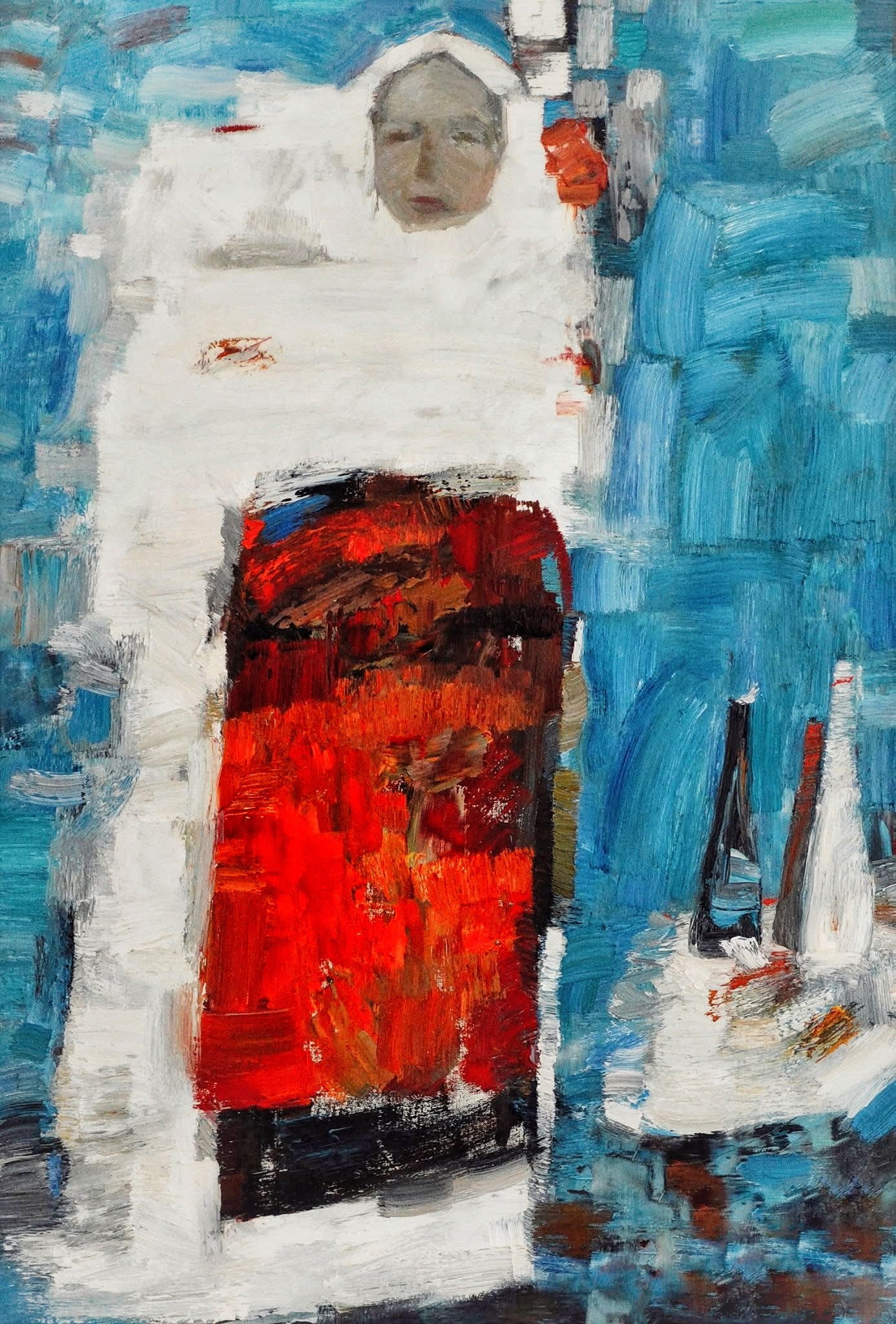Victor Teslaru, Composition, 2016, oil on canvas; large-format painting from the “Igor Vieru” Academic High School period.